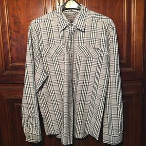 Eddie Bauer Shirt Men’s Size Large Classic Fit Black  Gray Plaid Button down